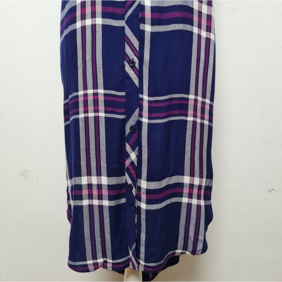 Rails Jordyn Button Down Sleeveless Long Top Shirt Navy White Orc Women's Size L - Picture 5 of 16